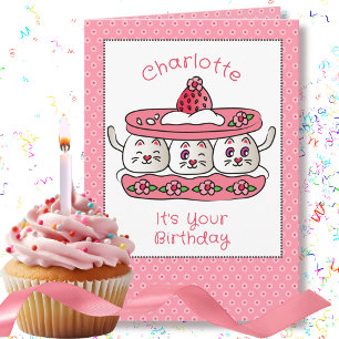 Cute Cat Funny Party Kitten Tecknad Birthday Kort