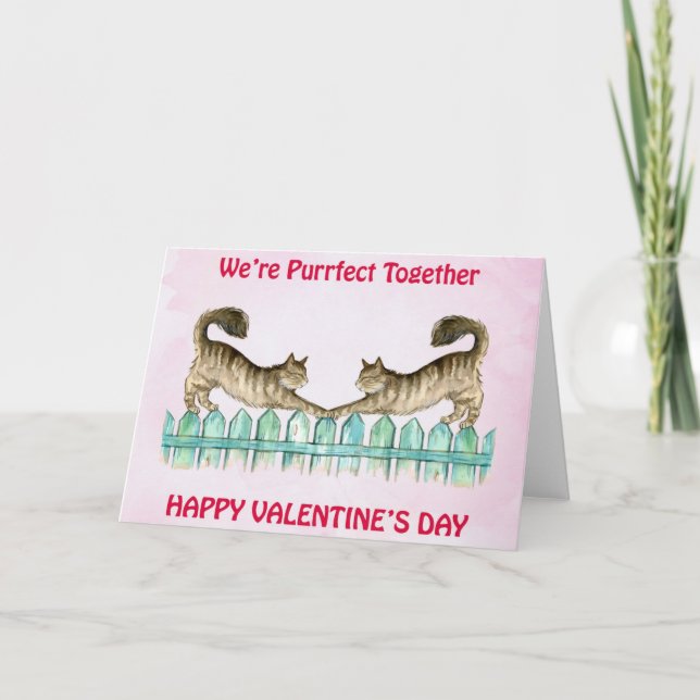 Cute Cat Funny Pun Valentines day Kort (Framsida)