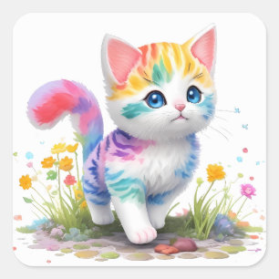 Cute cat fyrkantigt klistermärke