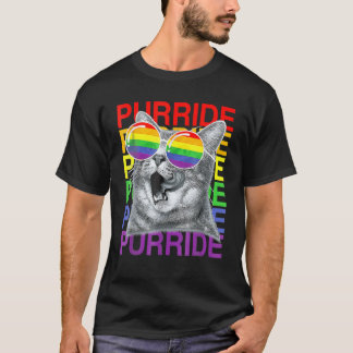 Cute Cat Gay pride Månad för regnbåge, Flagga, sol T Shirt