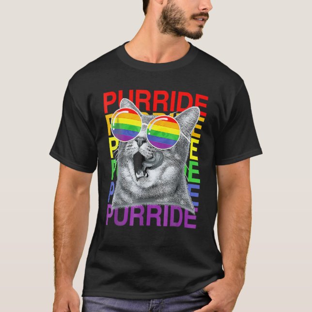 Cute Cat Gay pride Månad för regnbåge, Flagga, sol T Shirt (Framsida)