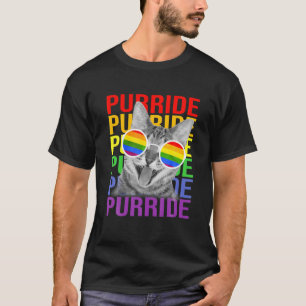 Cute Cat Gay pride Rainbow Flagga Sunglass LGBTQ P T Shirt
