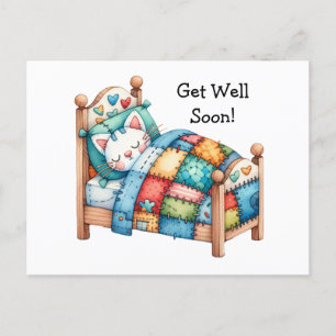 Cute Cat Get well Soon Postcard Vykort