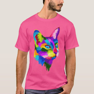Cute Cat Gift för kitten älskare Colorful Art Katt T Shirt