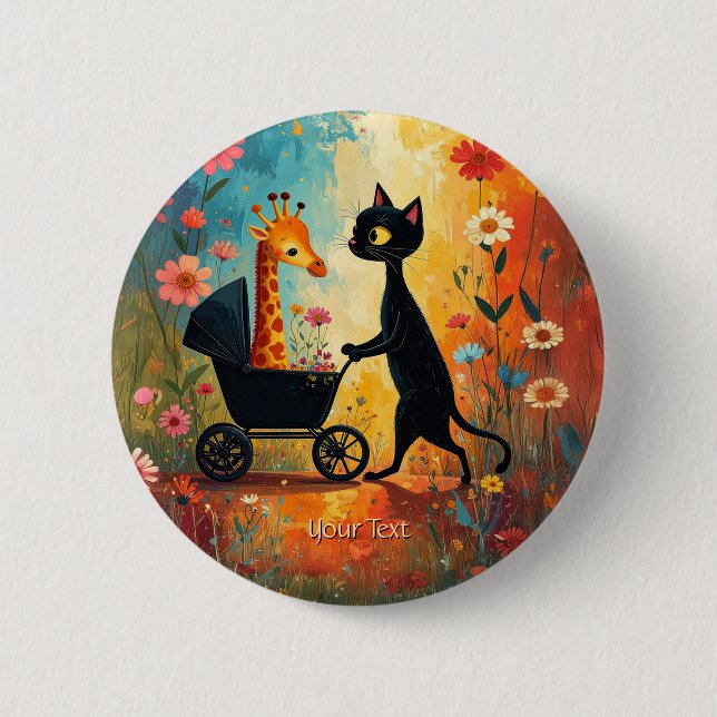 Cute Cat Giraffe Button Knapp (Framsida)