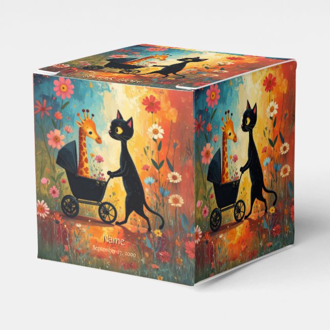 Cute Cat Giraffe Favor Box Presentaskar (Framsidan Sidan)