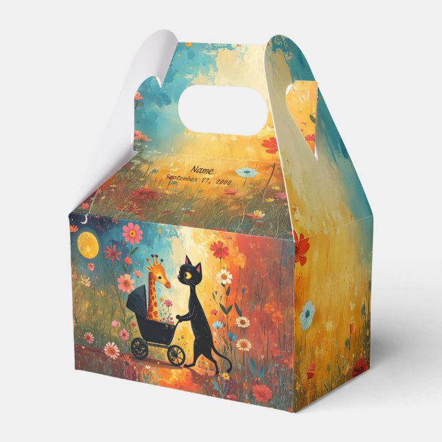 Cute Cat Giraffe Favor Box Presentaskar (Framsidan Sidan)