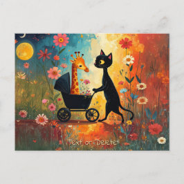 Cute Cat Giraffe Postcard Vykort