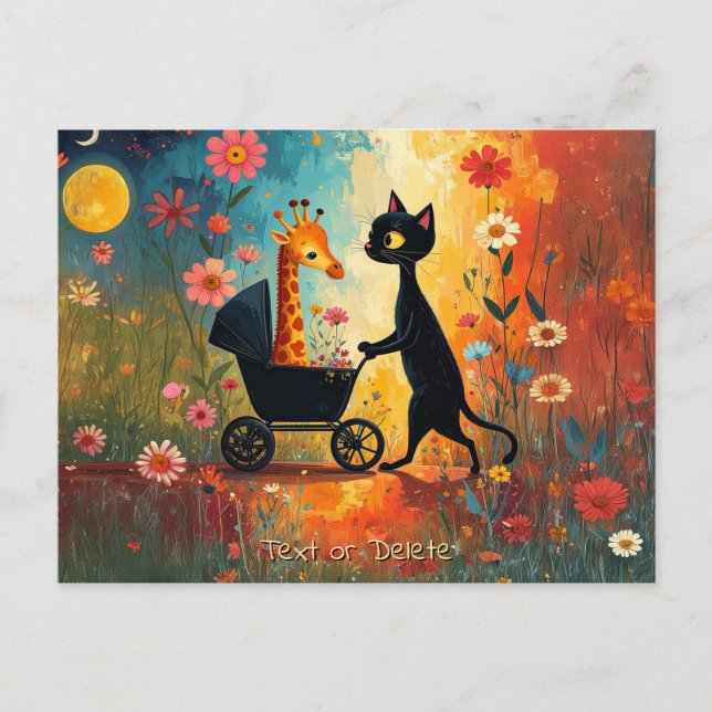 Cute Cat Giraffe Postcard Vykort (Framsida)