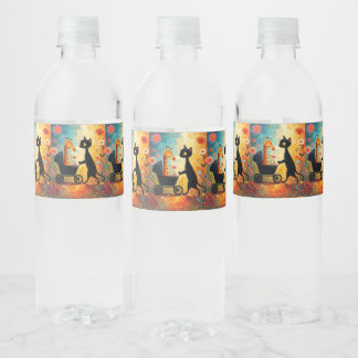 Cute Cat Giraffe Water Bottle Label Vattenflaskor Etikett