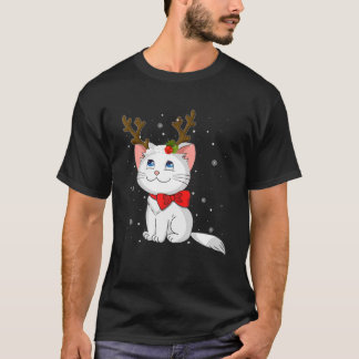Cute Cat Girl Reindeer jul Kitten Älskare Cost T Shirt