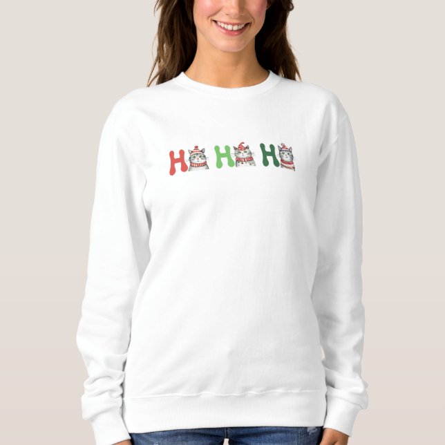 Cute cat God jul ho ho ho ho to her T Shirt (Framsida)