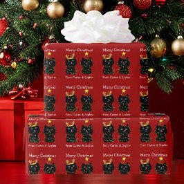 Cute Cat God jul Ljus Personlig Red Presentpapper