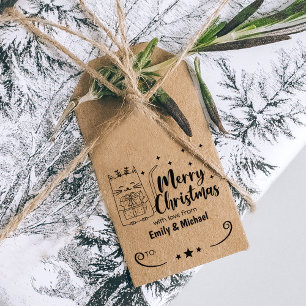 Cute Cat God jul med kärlek, par Stämpel