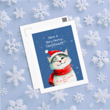 Cute Cat God jul-vykort