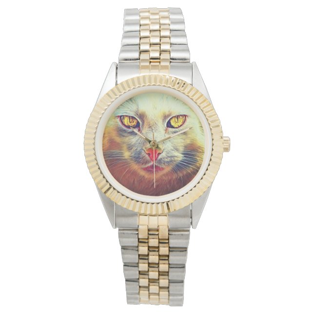 Cute Cat Golden Ansikte eWatch Watch Armbandsur (Framsida)