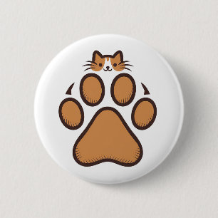 Cute Cat Gömmer i Paw Print - Illustration Knapp