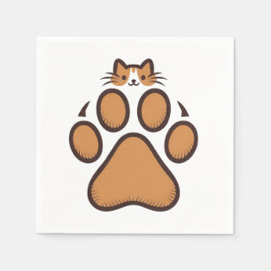 Cute Cat Gömmer i Paw Print - Illustration Pappersservett