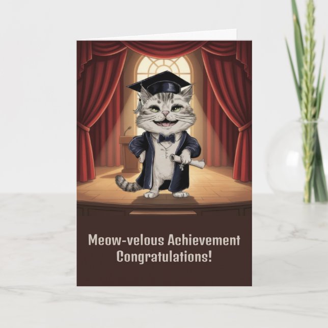 Cute Cat Graduation Kort (Framsida)