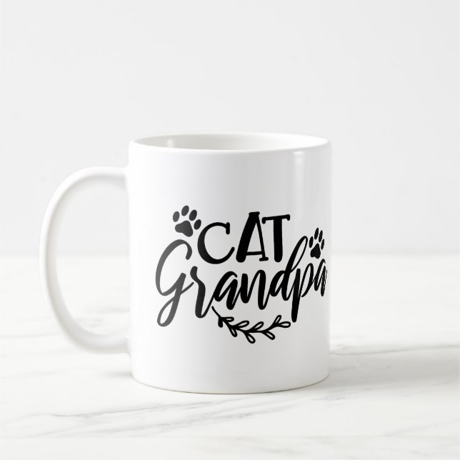Cute Cat Grandpa Pet Grandfather Kaffemugg (Vänster)