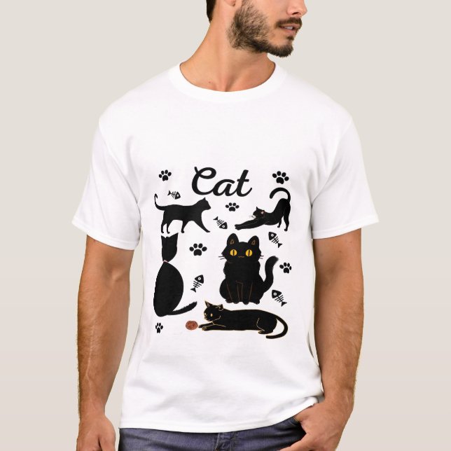 Cute cat-grupp,lustiga katter,kattkäka älskare,sva t shirt (Framsida)