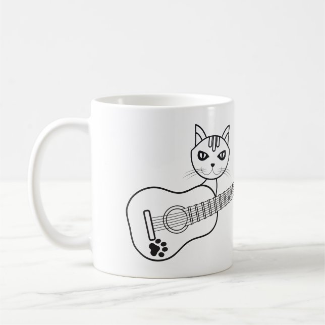 Cute Cat Guitar-Kattunge Kitten Guitarist Kaffemugg (Vänster)