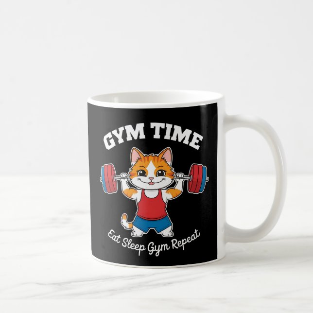Cute Cat Gym Time Kaffemugg (Höger)