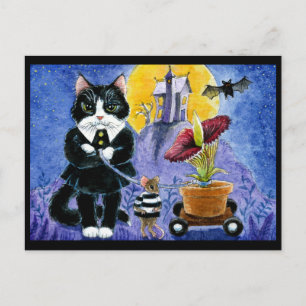 Cute Cat Halloween Art Costume Mouse vykort