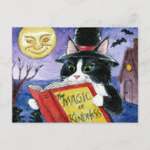 Cute Cat Halloween Art Witch Magic
