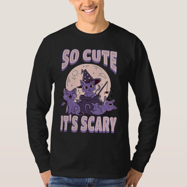 Cute cat Halloween outfit so cute it's scary T Shirt (Framsida)