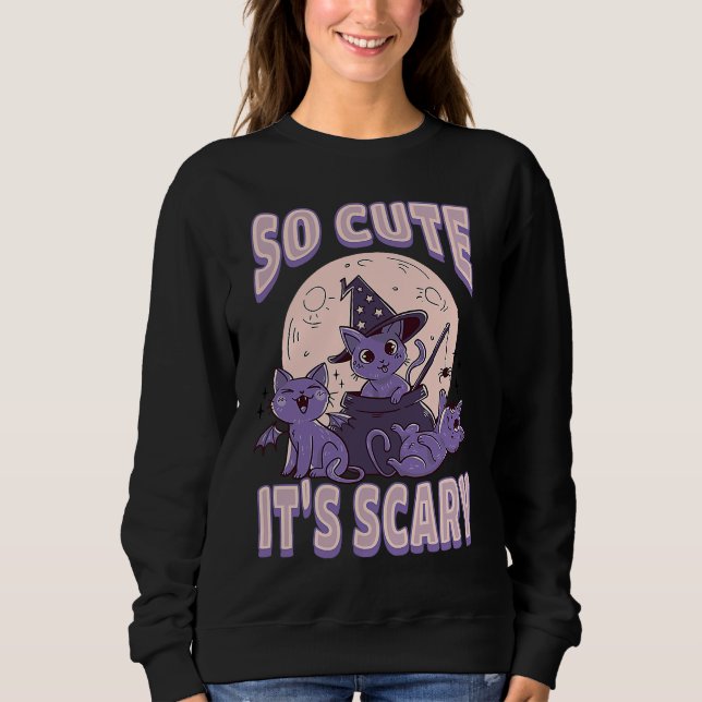 Cute cat Halloween outfit so cute it's scary T Shirt (Framsida)