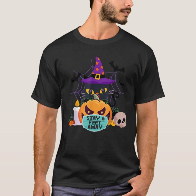 Cute Cat Halloween Pumpkin Ansikte-mask, 6 fot Q T Shirt (Framsida)