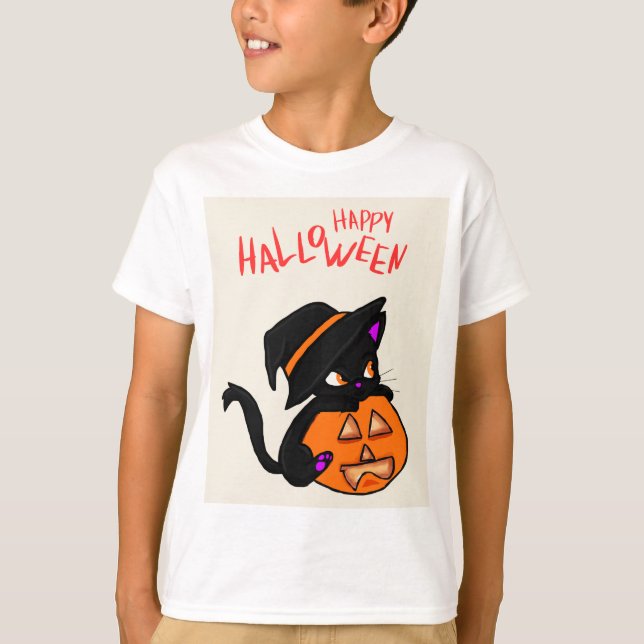 Cute Cat Halloween Roligt - Oändligt Firande! T Shirt (Framsida)