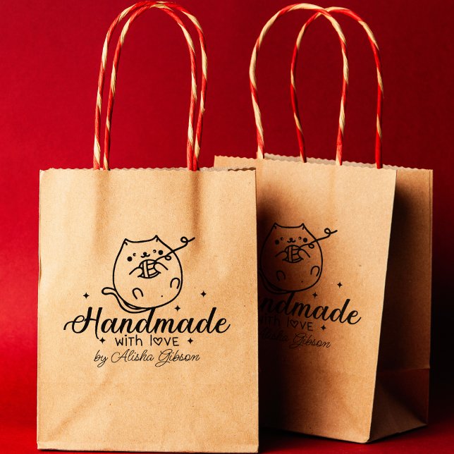 Cute Cat Handmade with kärlek, Large Stämpel (Skapare uppladdad)