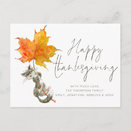 Cute Cat Handskrift Script Happy thanksgiving Vykort