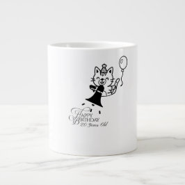 Cute Cat Happy Birthday Coffee Mug Jumbo Mugg