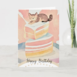 cute cat happy birthday kort