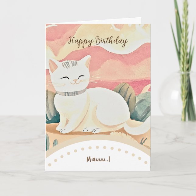 cute cat happy birthday kort (Framsida)