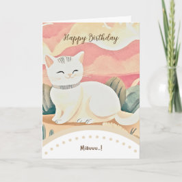 cute cat happy birthday kort