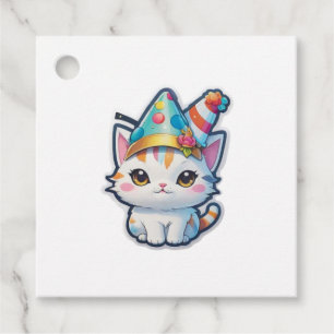 Cute cat har ett nytt år party gåvor etiketter
