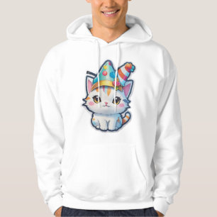 Cute cat har ett nytt år party hoodie