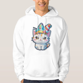 Cute cat har ett nytt år party hoodie