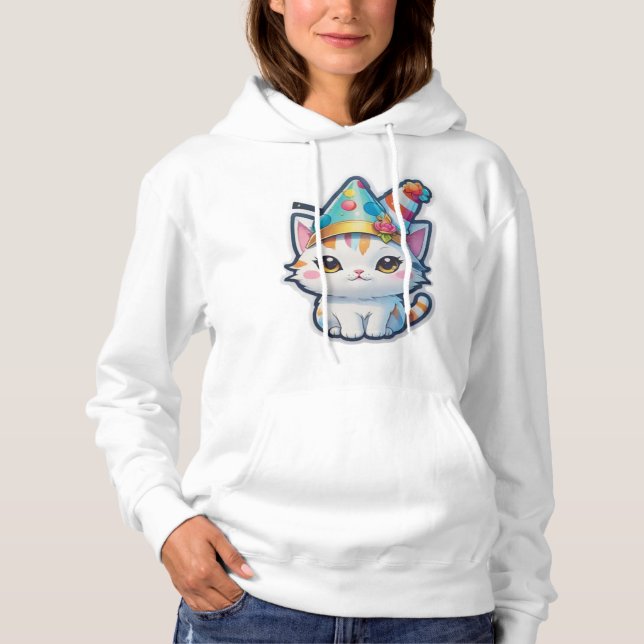 Cute cat har ett nytt år party t shirt (Framsida)