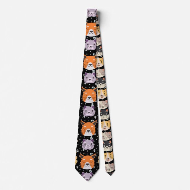 Cute Cat head 01. Svart BG Slips (Framsida)