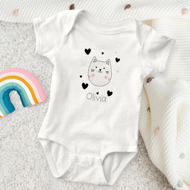 Cute Cat Heart Baby Body T Shirt (Skapare uppladdad)