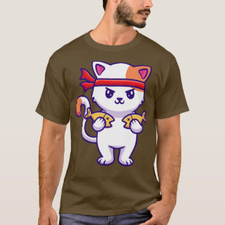 Cute Cat Holding Fish 1 T Shirt