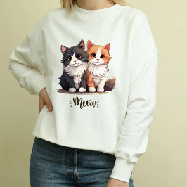 Cute Cat Hoodie - "Meow Twin Cats" T Shirt