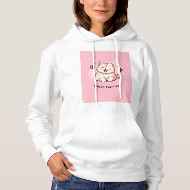 Cute Cat Hoodie - Rosa Stil T Shirt (Framsida)