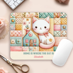 Cute Cat House Quilt Patchwork Pastel Custom Name Musmatta