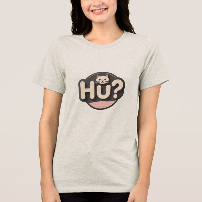 Cute Cat "HU"? Lönsam T-Shirt-design T Shirt (Framsida)